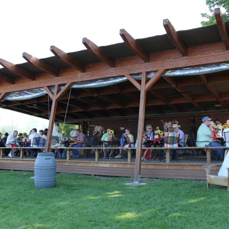 People gathered for an event at Polson RV Resort